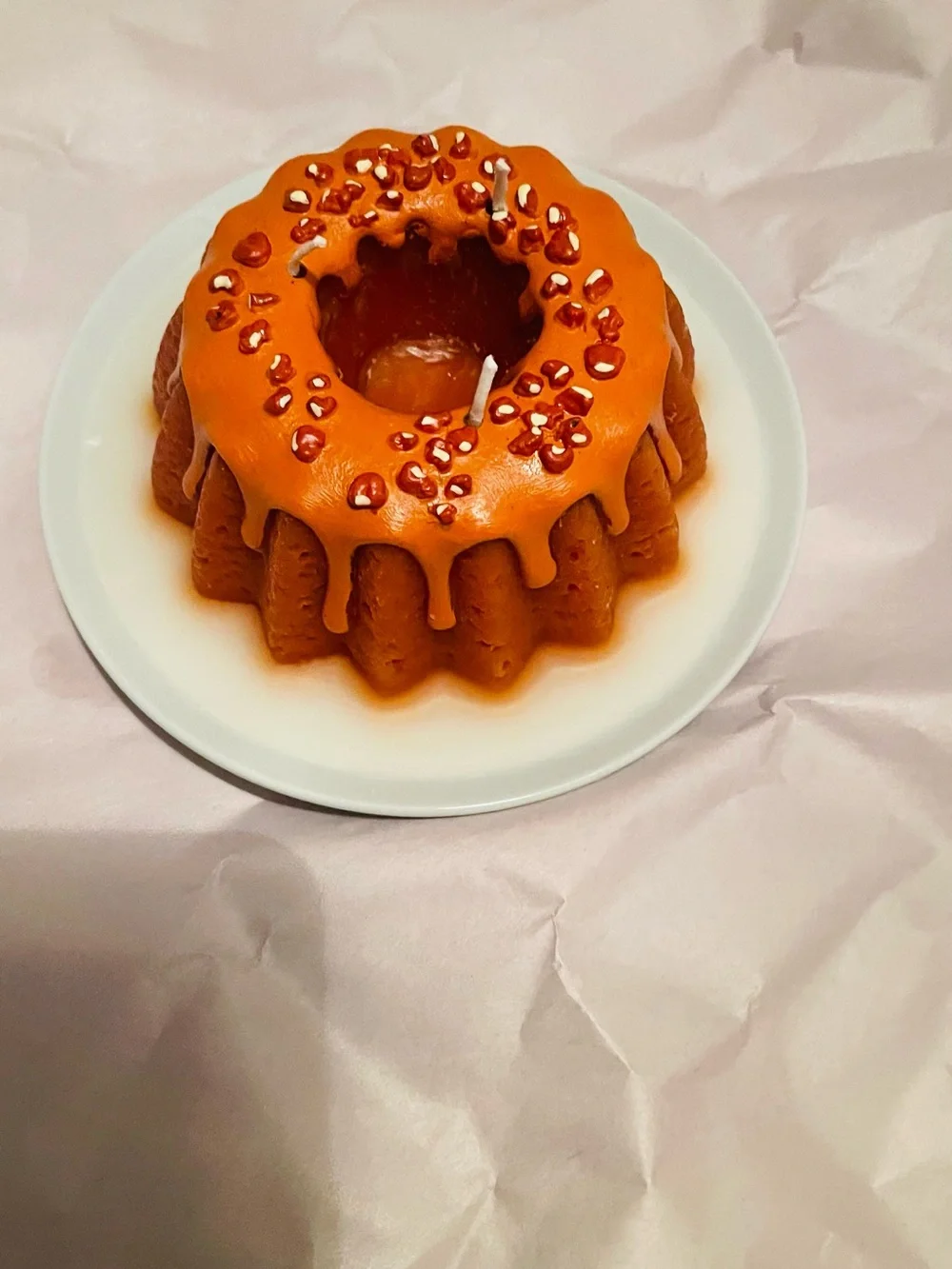 Orange Drip Bundt Cake Decorative Candle - Home Party Supplies